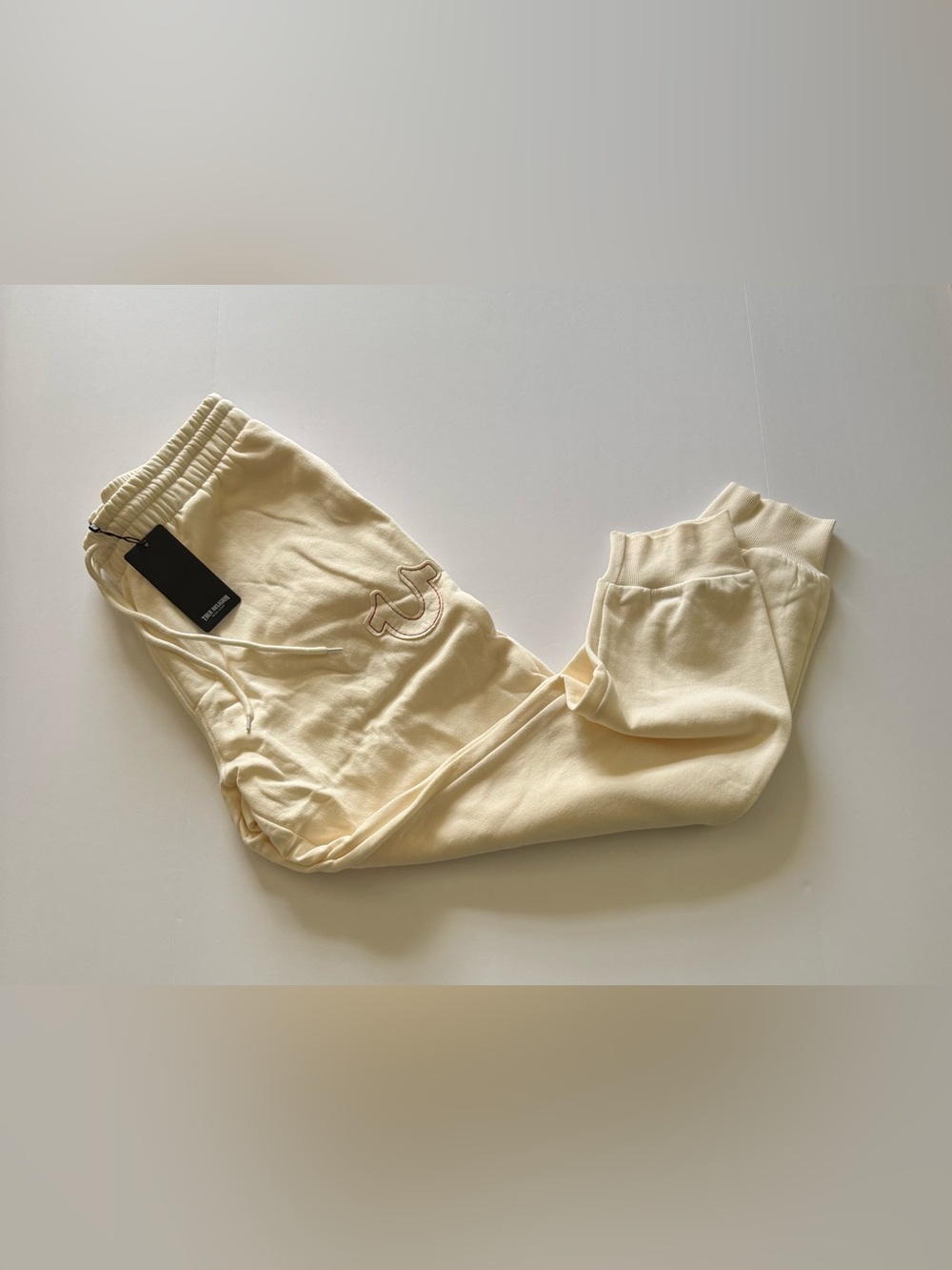 True Religion Warp Embroidered Jogger Pants Winter White Mens XL Retail $109 NWT